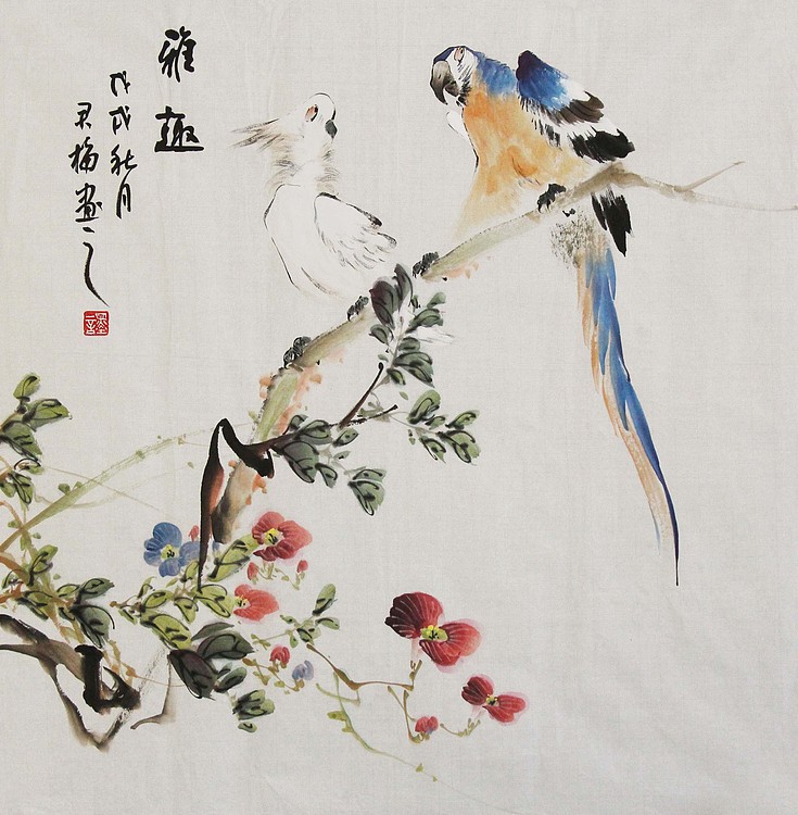 当代著名花鸟画家 君梅 作品