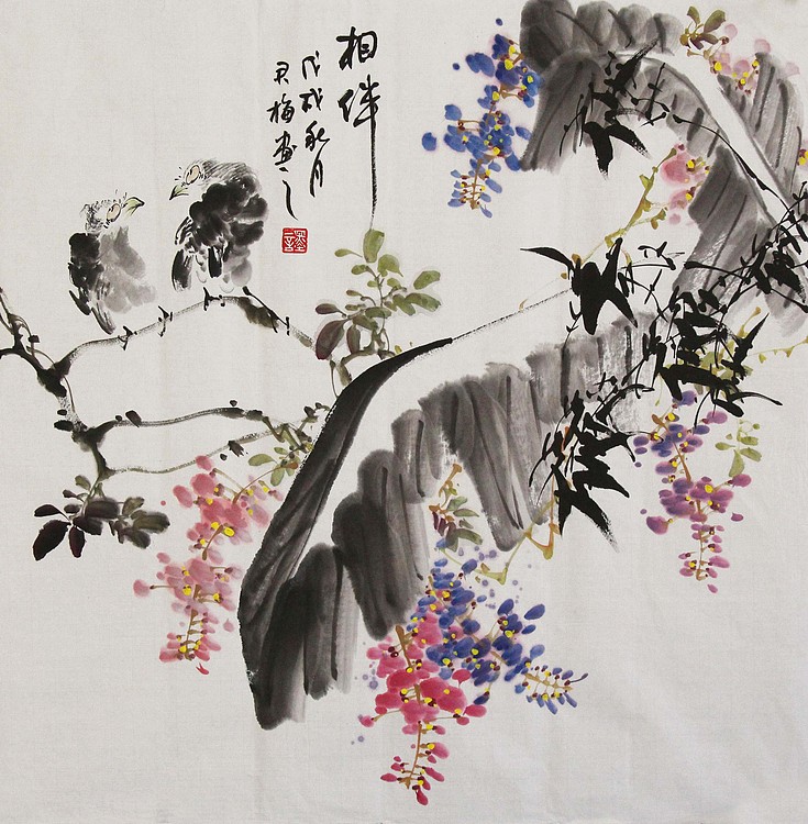 当代著名花鸟画家 君梅 作品