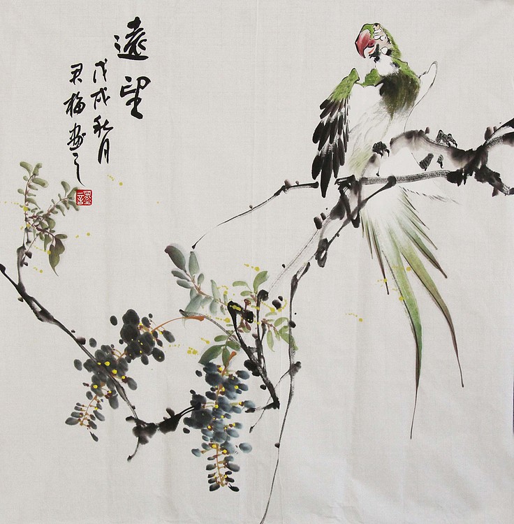 当代著名花鸟画家 君梅 作品