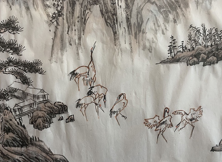 佟广伟 〈松龄梅鹤寿南山〉省市美协会员，张大千第四代弟子，