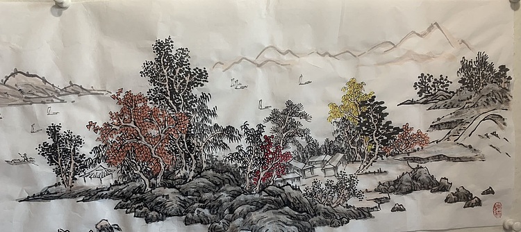 佟广伟 〈山野秋韵〉省市美协会员，张大千第四代弟子。