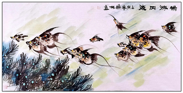高晓林 （3499）国家一级美术师，江苏省美协会员《畅游四海》