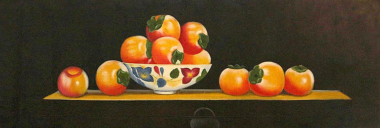 当代油画家 精品油画写实柿子 油画