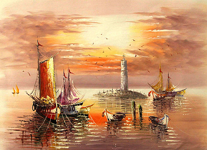 当代油画家 精品油画1 帆船 油画