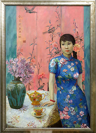 （馆藏精品）当代写实油画家 翟凤珍 《乱花渐欲迷人眼》