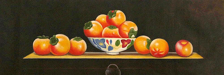 当代油画家 精品油画写实柿子 油画