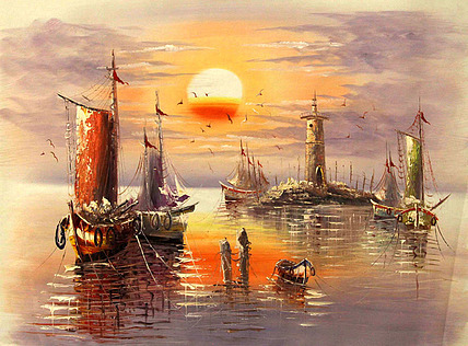 当代油画家 精品油画1 帆船 油画