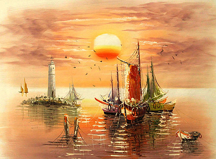 当代油画家 精品油画1 帆船 油画