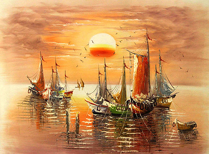 当代油画家 精品油画1 帆船 油画
