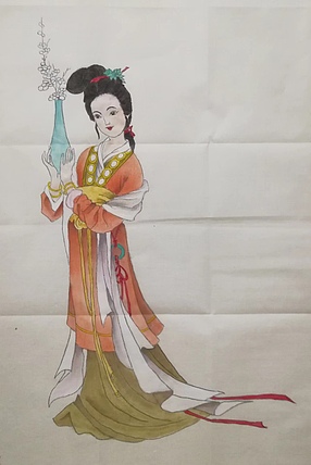 贺国平 国画（仕女图）