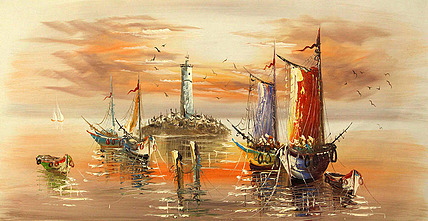 当代油画家 精品油画1 帆船 油画
