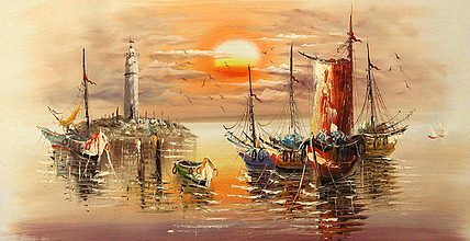 当代油画家 精品油画1 帆船 油画