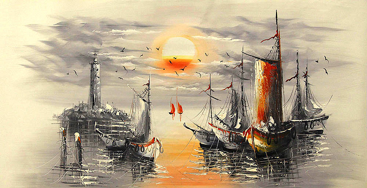 当代油画家 精品油画1 帆船 油画