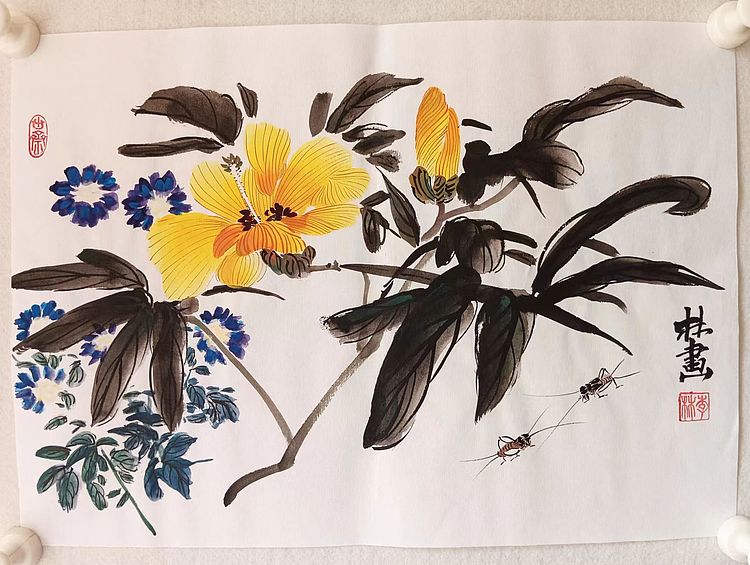 砚沐 秋色无边艳青年艺术家李林国画作品