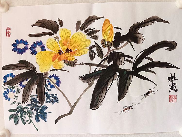 砚沐 秋色无边艳青年艺术家李林国画作品