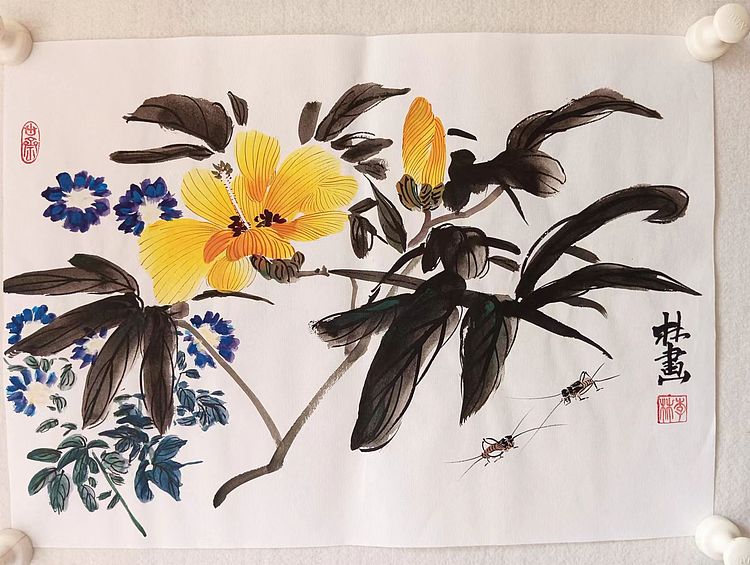 砚沐 秋色无边艳青年艺术家李林国画作品