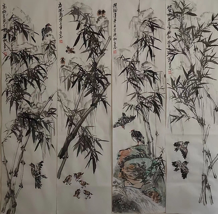 范立志 竹报平安四条屏
