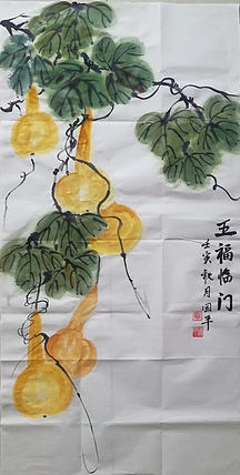 贺国平 国画（五福临门）