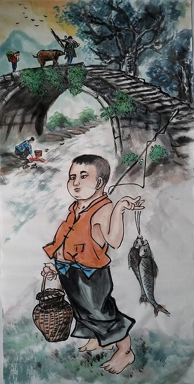 高兴 四条屏童年