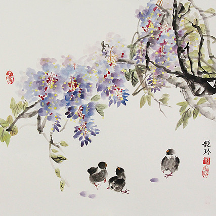 美院硕士，一级教师，青年潜力艺术家 张艳玲 国画