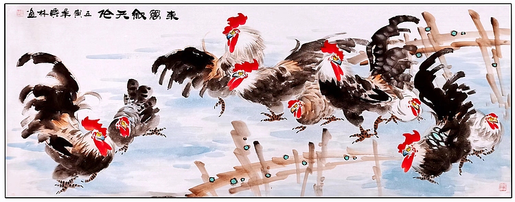 高晓林 （3631）国家一级美术师江苏省美协会员，小六尺《东篱叙天伦