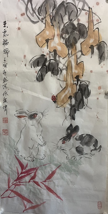 佟广伟 〈玉兔福瑞〉省市美协会员，张大千第四代弟子。