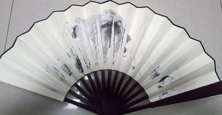 野石 手绘钟馗扇子