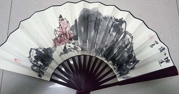 野石 手绘钟馗扇子