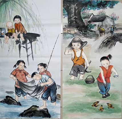 高兴 怀旧童年游戏四条屏