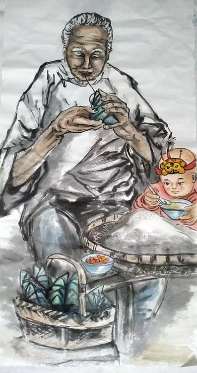 高兴 童年四条屏