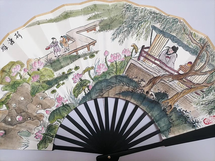 仟亿 荷塘雅趣 扇子