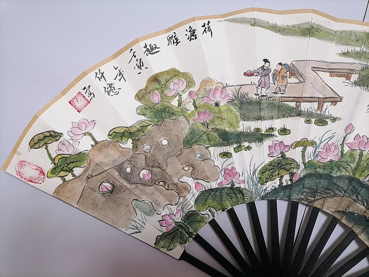 仟亿 荷塘雅趣 扇子