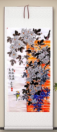 职业书画家 孟红 《鸟语花香金秋雀跃》