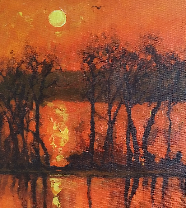 胡冰 纯手绘精品油画《红色浪漫》