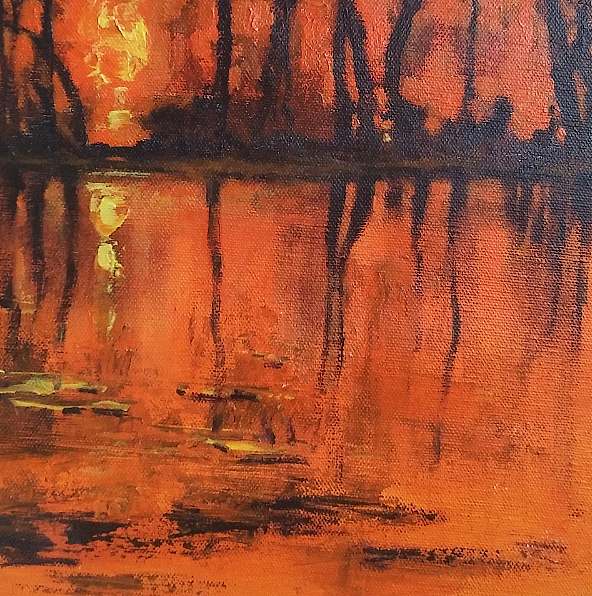 胡冰 纯手绘精品油画《红色浪漫》