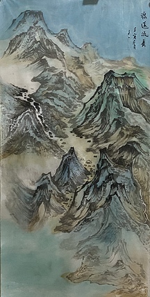 上海书画协会 沈子一 精品四尺重彩山水