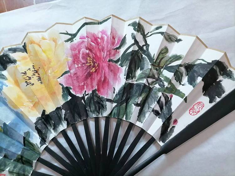 仟亿 三春富贵 扇子