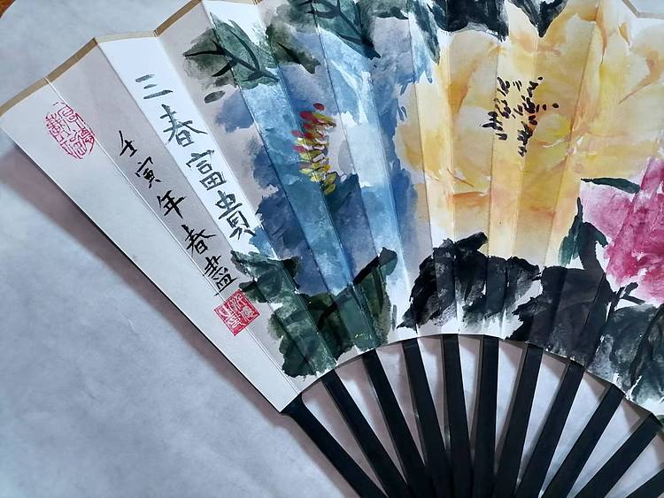 仟亿 三春富贵 扇子