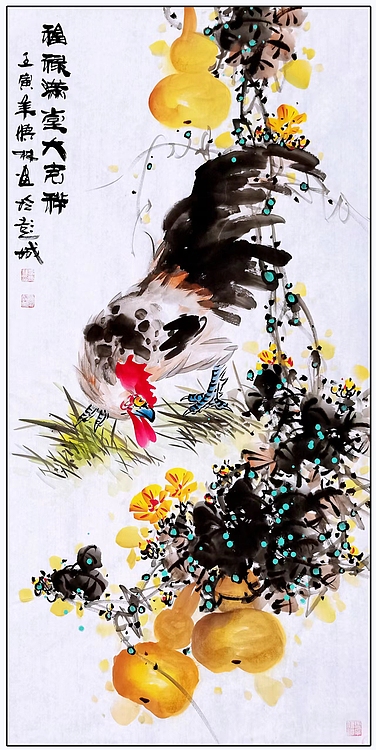 高晓林 （3739）国家一级美术师，江苏省美协会员《福禄满堂大吉祥》