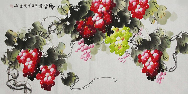 当代著名美女画家 魏琪乐 花鸟 国画