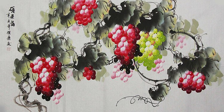 当代著名美女画家 魏琪乐 花鸟 国画