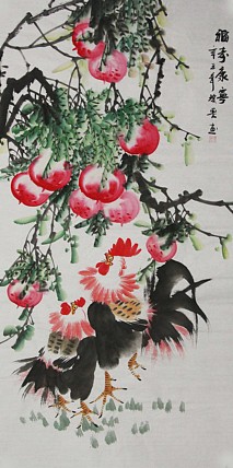 当代著名美女画家 魏琪乐 花鸟 国画