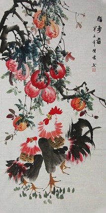 当代著名美女画家 魏琪乐 花鸟 国画