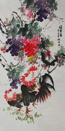 当代著名美女画家 魏琪乐 花鸟 国画