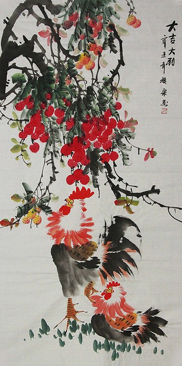 当代著名美女画家 魏琪乐 花鸟 国画