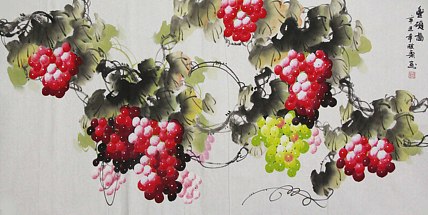当代著名美女画家 魏琪乐 花鸟 国画