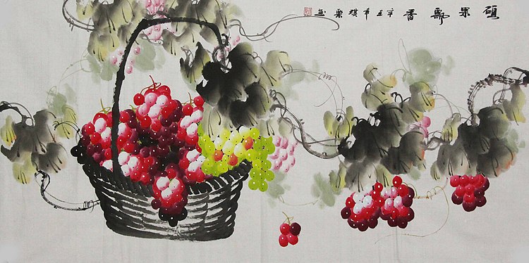 当代著名美女画家 魏琪乐 花鸟 国画