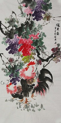 当代著名美女画家 魏琪乐 花鸟 国画