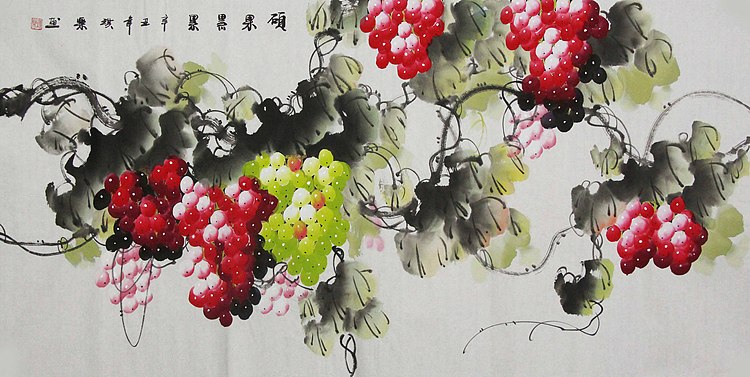 当代著名美女画家 魏琪乐 花鸟 国画
