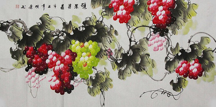 当代著名美女画家 魏琪乐 花鸟 国画
